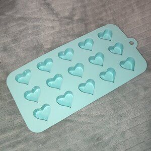 Quality Silicone Baking Mould Hearts 15 Compartments Candy Chocolate Heart blue